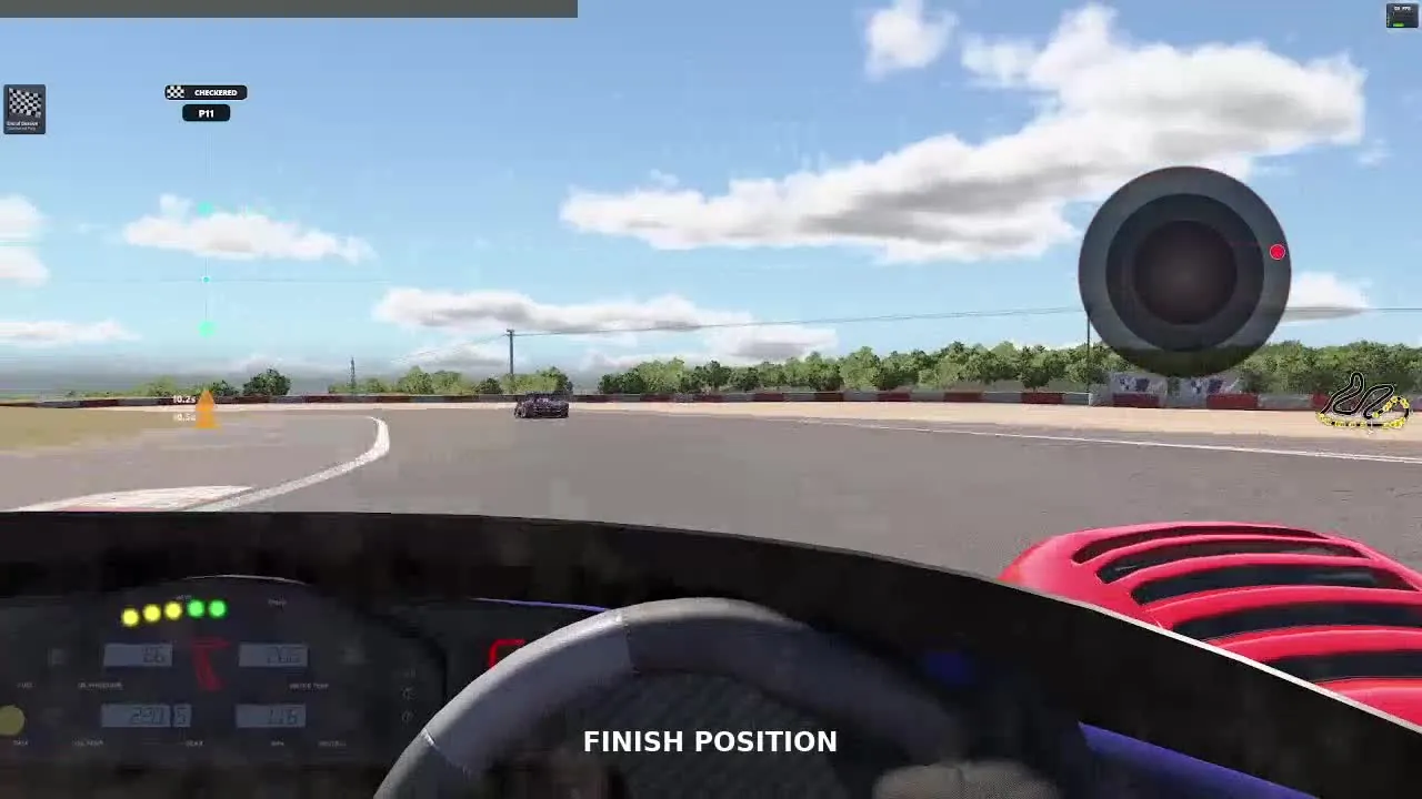 Lynx-Vector finish-position display after the checkered flag